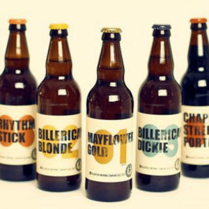 The Billericay brewing beers laid out in a pointed format